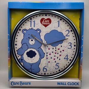 Care Bears Grumpy Blue Chrome 12 Inch Round Wall Clock Accutime New In Box